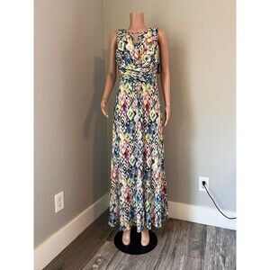 ELLEN TRACY Womens Watercolor Wrap Maxi Elegant Dress Sz 6 Sleeveless NWT #15